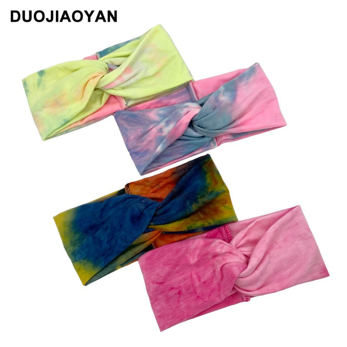 Wholesale Color Tie Dye Cross Wide Brim Fabric Hairband MOQ≥3 JDC-HD-Jiaoy010