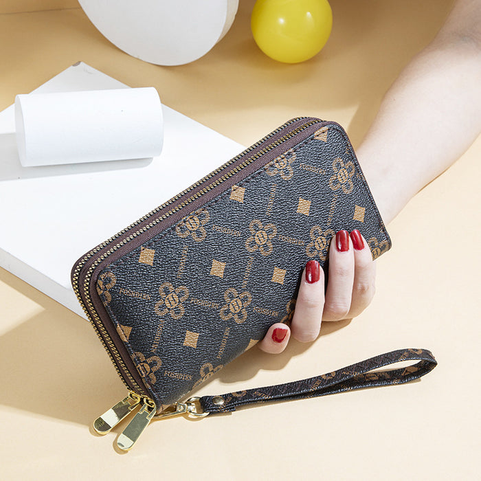 Wholesale Wallet PU Simple Letter Flower Print Zipper Mobile Phone Bag (F) JDC-WT-Fanju007