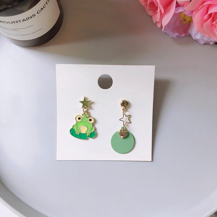 Wholesale Alloy Diving Frog Earrings Asymmetrical JDC-ES-MoN013