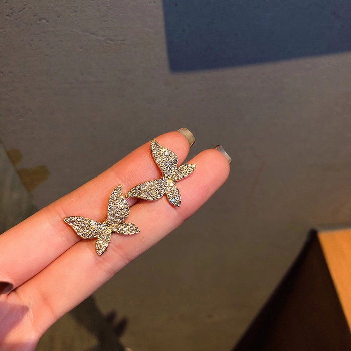 Jewelry WholesaleWholesale 925 Silver Needle Full Diamond Butterfly Alloy Stud Single Earrings JDC-ES-BY300 Earrings 宝钰 %variant_option1% %variant_option2% %variant_option3%  Factory Price JoyasDeChina Joyas De China