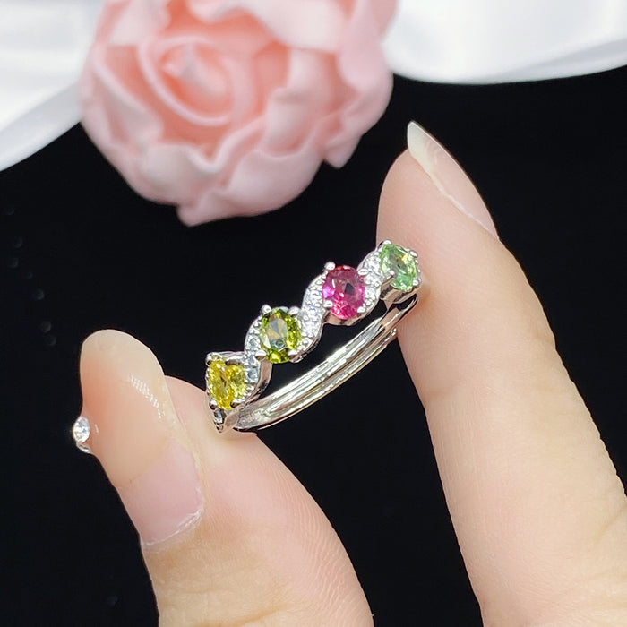 Wholesale Rings Copper Zircon Simulation Colorful Tourmaline Adjustable JDC-RS-KLQ011