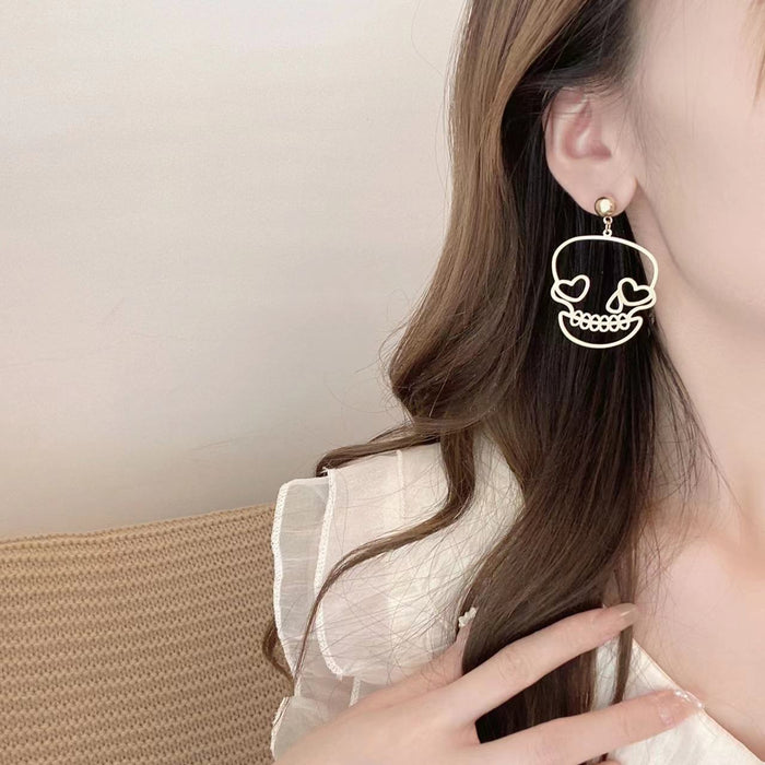 Wholesale Earrings Alloy Cartoon Halloween Gold Plated Skull JDC-ES-aimei002