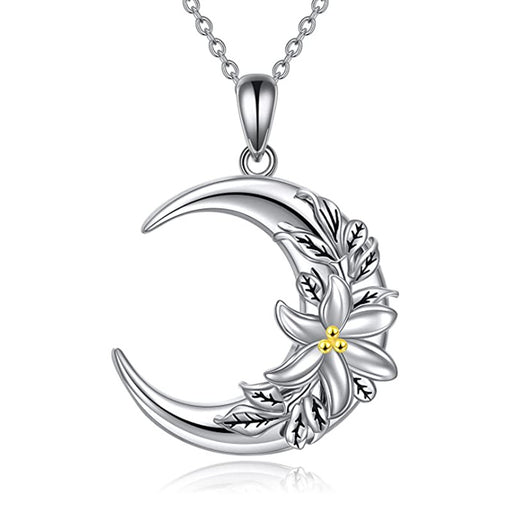 Jewelry WholesaleWholesale jewelry design sense fashion moon lily flower pendant necklace MOQ≥2 JDC-NE-zhuyue004 Necklaces 逐越 %variant_option1% %variant_option2% %variant_option3%  Factory Price JoyasDeChina Joyas De China