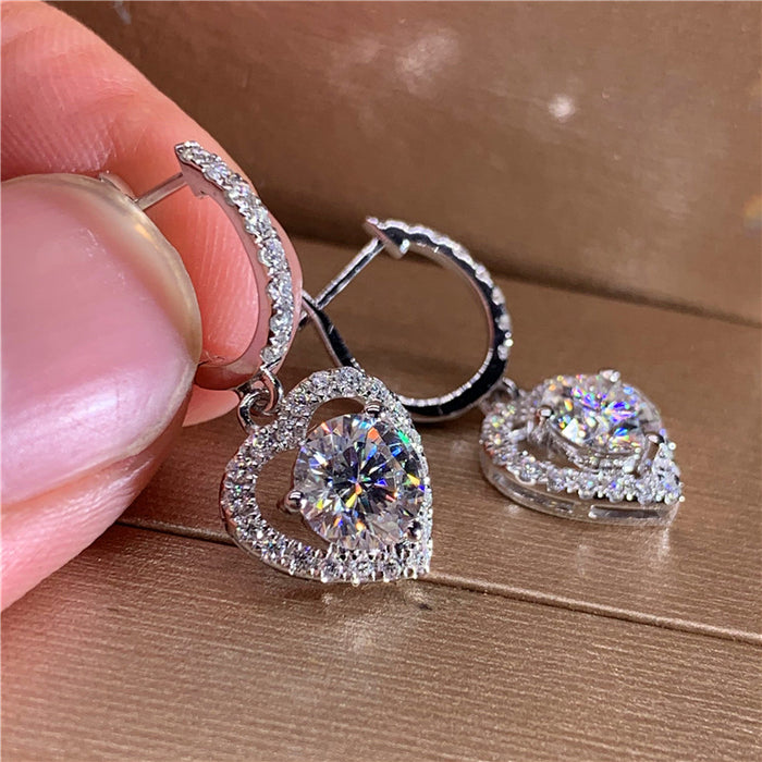 Jewelry WholesaleWholesale Heart Shaped Zircon Copper Earrings MOQ≥2 JDC-ES-CaoS033 Earrings 曹适 %variant_option1% %variant_option2% %variant_option3%  Factory Price JoyasDeChina Joyas De China