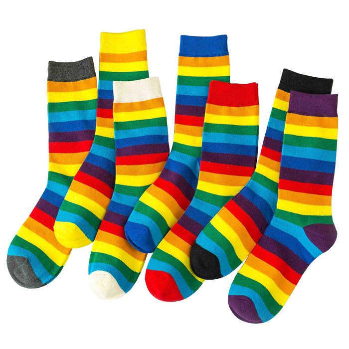 Wholesale Sock Cotton Rainbow Breathable Sweat Absorb MOQ≥3 JDC-SK-YWCX003