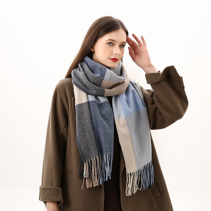 Wholesale Scarf Imitation Cashmere Plaid Thickened Warm Long Scarf JDC-SF-Randai001