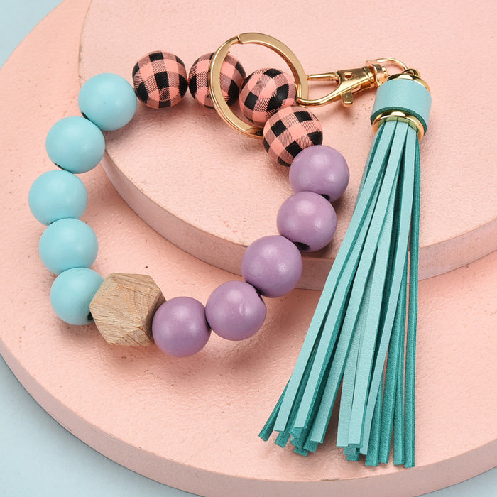 Wholesale Tassel Wood Beads Fashion Beads Bracelet Keychain JDC-KC-YPin012