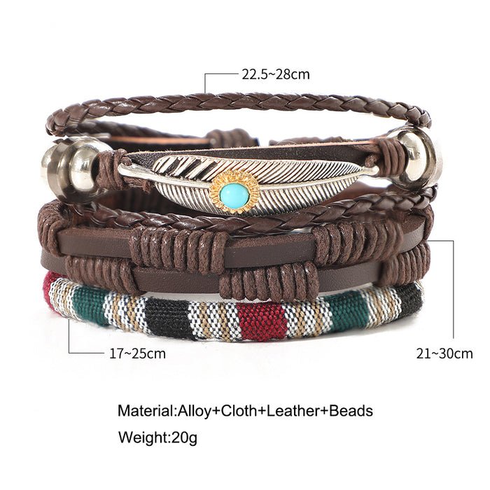 Jewelry WholesaleWholesale woven Turquoise feather artificial leather bracelet JDC-BT-F908 Bracelet 韩之尚 %variant_option1% %variant_option2% %variant_option3%  Factory Price JoyasDeChina Joyas De China