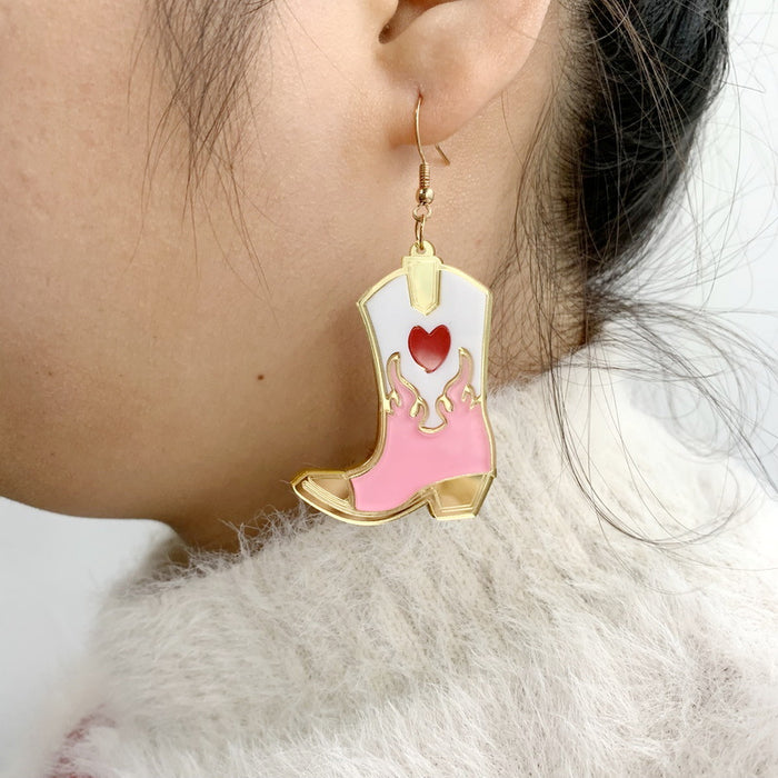 Wholesale Earrings Acrylic Love Boots MOQ≥2 JDC-ES-XUEP053