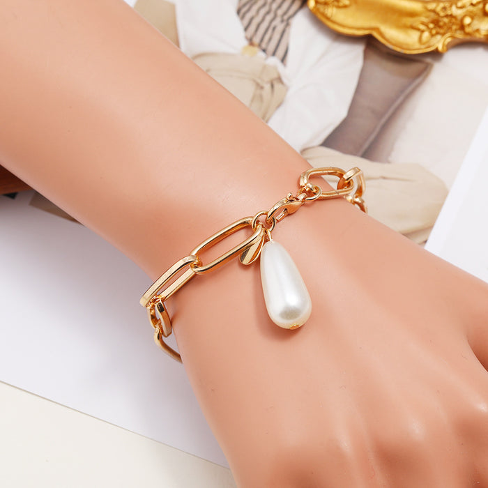 Jewelry WholesaleWholesale Water Drop Pearl Hip Hop Anklet Bracelet Two Piece Set JDC-AS-Ly011 Anklets 乐钰 %variant_option1% %variant_option2% %variant_option3%  Factory Price JoyasDeChina Joyas De China