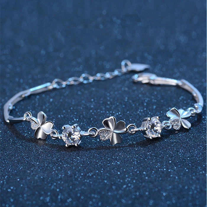 Wholesale Bracelet Zircon Four Leaf Clover Rotating Flower JDC-BT-JinSH003