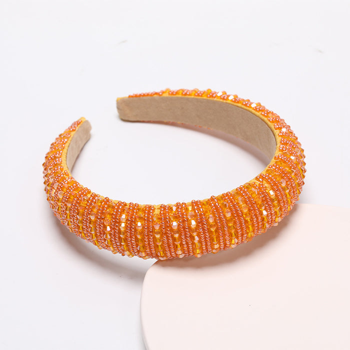 Wholesale pure hand string crystal wide-brimmed headband sponge JDC-HD-AIH002