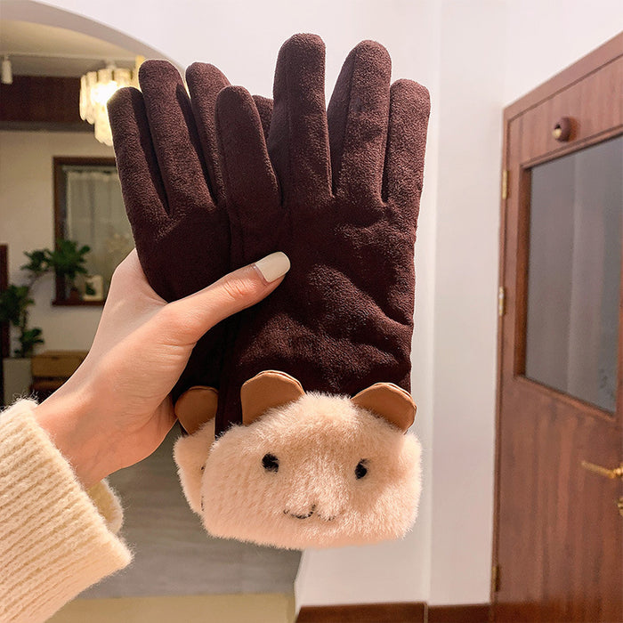 Wholesale Gloves Acrylic Autumn Winter Plus Velvet Cute Rabbit Touch Screen MOQ≥2 JDC-GS-JingZ005