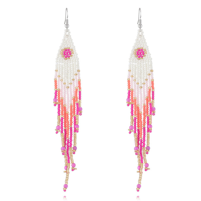 Jewelry WholesaleWholesale Ethnic Style Colorful Rice Beads Boho Tassel Earrings JDC-ES-YuanQ005 Earrings 圆沁 %variant_option1% %variant_option2% %variant_option3%  Factory Price JoyasDeChina Joyas De China