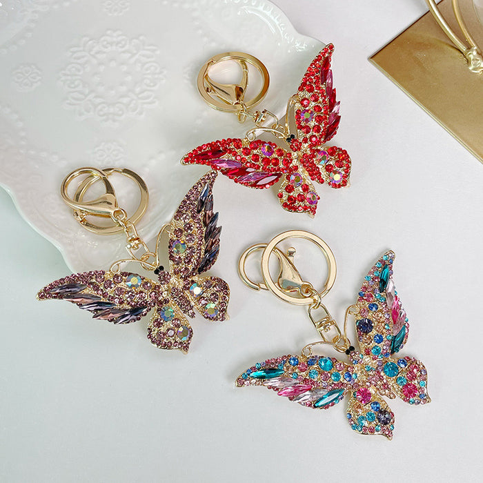 Wholesale Retro New Rhinestone Butterfly Keychain MOQ≥2 JDC-KC-CH036