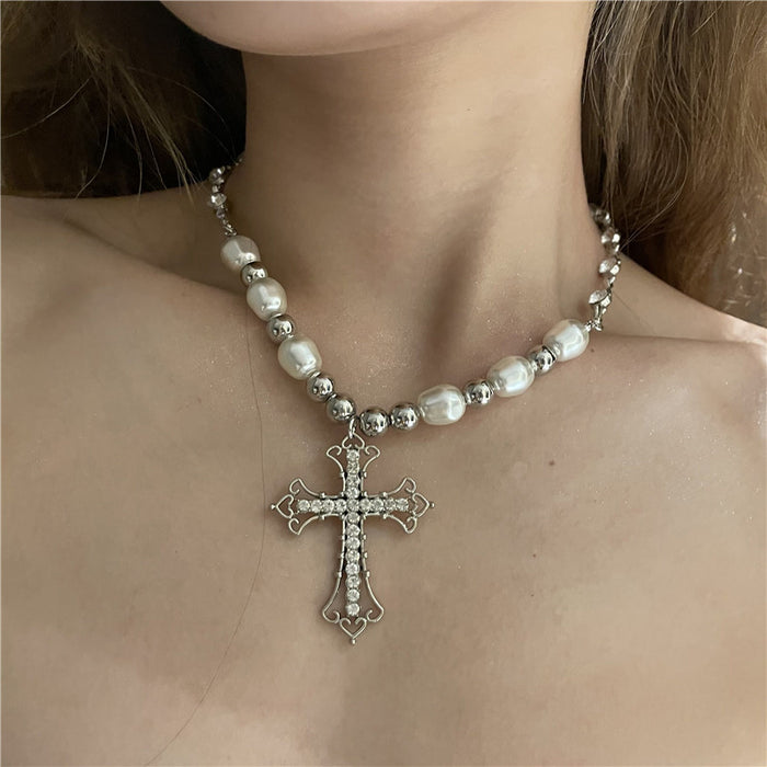 Wholesale Pearl Cross Necklace JDC-NE-YQ001