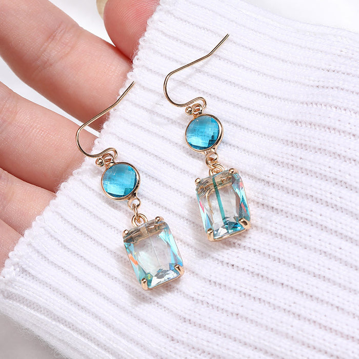 Wholesale Gradient Color Copper K9 Glass Crystal Earrings MOQ≥2 JDC-ES-Zhongn011