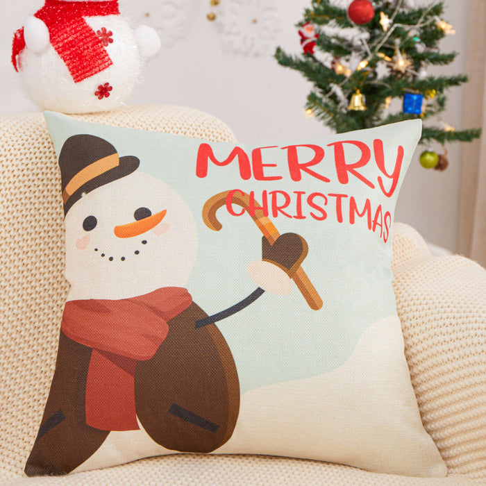 Wholesale Pillowcase Christmas Polyester Snowman Cartoon Print JDC-PW-RRL003