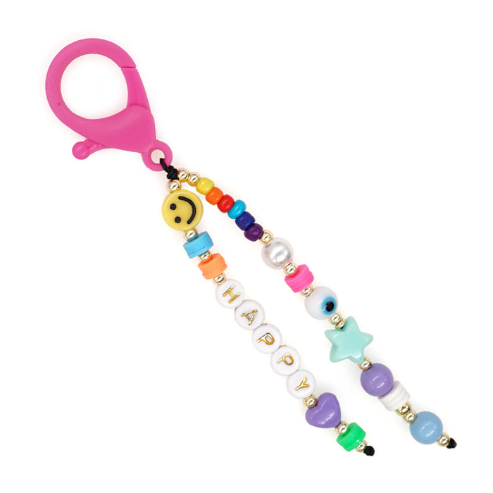 Jewelry WholesaleWholesale Boho Resin Acrylic Imitation Pearl Beaded Rainbow Smiley Keychain JDC-KC-Yuxz004 Keychains 煜星珠 %variant_option1% %variant_option2% %variant_option3%  Factory Price JoyasDeChina Joyas De China