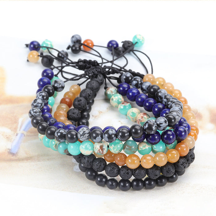 Wholesale Bracelet Volcanic Stone Onyx Stone Crystal Braided Bracelet MOQ≥2 JDC-BT-YIYe038