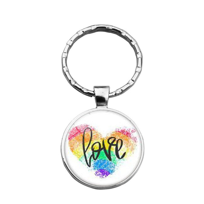 Wholesale LGBT Pride Day Alloy Glass Gemstone Keychain JDC-KC-XuS020