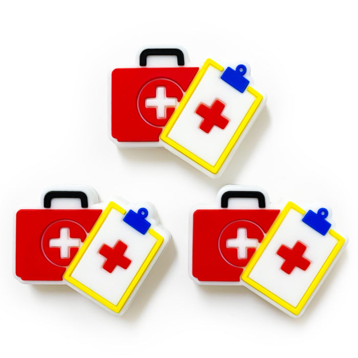 Wholesale 10pcs Cartoon First Aid Kit Silicone Beads Focal Beads JDC-BDS-WDX058