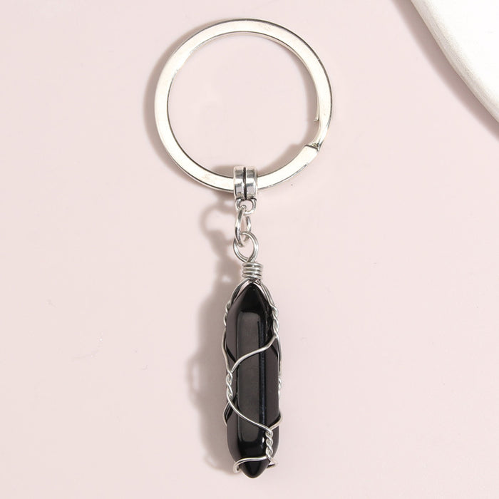 Wholesale Keychain Metal Crystal Hexagon Pillar MOQ≥2 JDC-KC-XiangH015