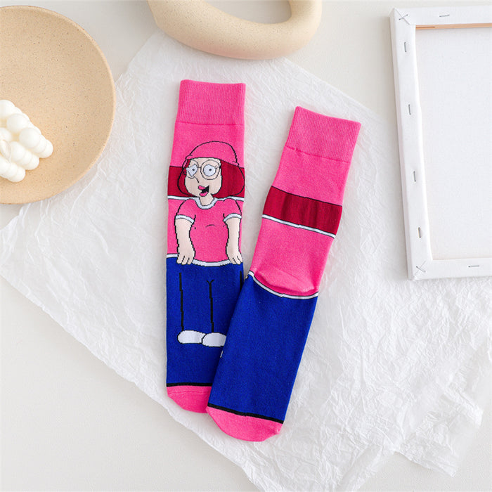 Wholesale spring female cartoon creative pattern straight sports socks JDC-SK-YMS001