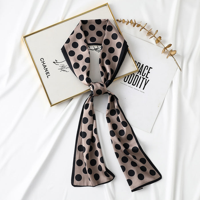 Jewelry WholesaleWholesale long polka dot printing bag straps hairband long silk scarf MOQ≥2 JDC-SS-SYue006 Silk Scarf 丝悦 %variant_option1% %variant_option2% %variant_option3%  Factory Price JoyasDeChina Joyas De China