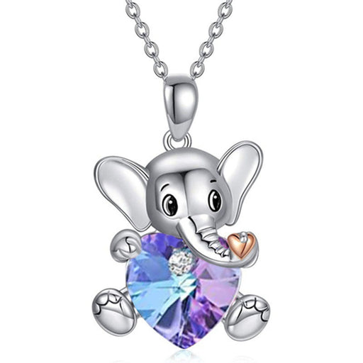 Jewelry WholesaleWholesale niche design Elephant hugs of colorful crystal diamond necklace JDC-NE-LongR006 Necklaces 龙瑞 %variant_option1% %variant_option2% %variant_option3%  Factory Price JoyasDeChina Joyas De China