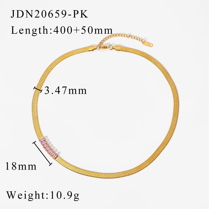 Jewelry WholesaleWholesale Gold Plated Stainless Steel Rectangle Colorful Zirconium Necklace JDC-NE-JD387 necklaces 杰鼎 %variant_option1% %variant_option2% %variant_option3%  Factory Price JoyasDeChina Joyas De China