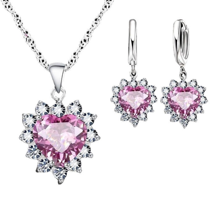 Wholesale Heart Earring Necklace Jewelry Set JDC-NE-LiuY001