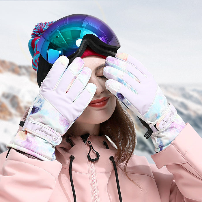 Wholesale Gloves Polyester Waterproof Warm Outdoor Skiing Touch Screen Printing JDC-GS-XiJL010