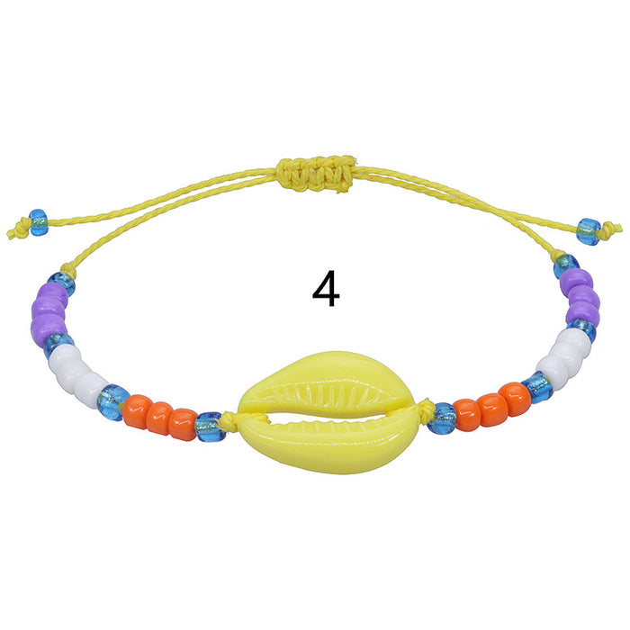 Jewelry WholesaleWholesale acrylic shell colored rice beads hand-woven bohemian anklets JDC-AS-Yiye001 Anklets 益烨 %variant_option1% %variant_option2% %variant_option3%  Factory Price JoyasDeChina Joyas De China