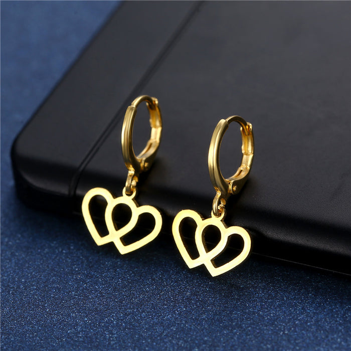 Jewelry WholesaleWholesale heart-shaped geometric stainless steel earrings JDC-ES-Mingm028 Earrings 敏萌 %variant_option1% %variant_option2% %variant_option3%  Factory Price JoyasDeChina Joyas De China