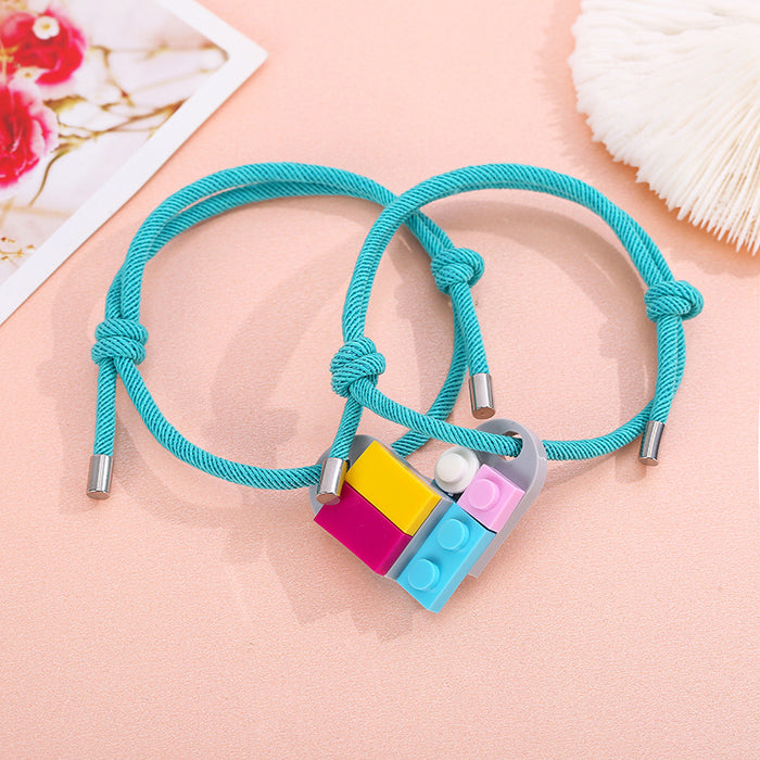 Wholesale Milanese Rope Building Blocks Assembled Love Couple Bracelet JDC-BT-ZiR013