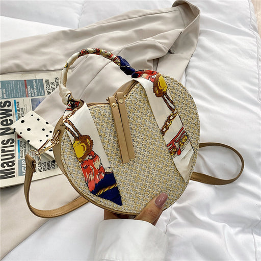 Jewelry WholesaleWholesale silk scarf hand-held straw woven peach heart one-shoulder cross-body beach bag JDC-BB-Hengshu001 Beach Bag 横竖 %variant_option1% %variant_option2% %variant_option3%  Factory Price JoyasDeChina Joyas De China