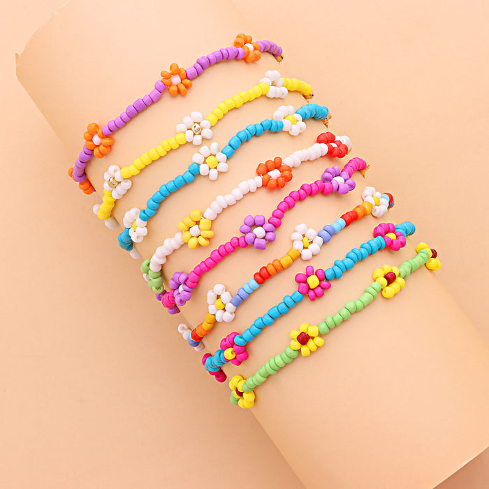 Wholesale color handmade rice beads flower anklet JDC-AS-ZW022