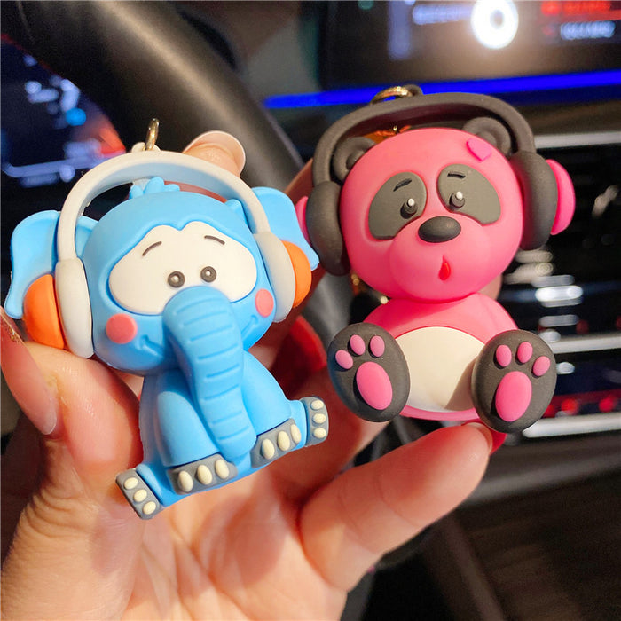 Wholesale cute elephant panda doll keychain MOQ≥3 JDC-KC-DeK001