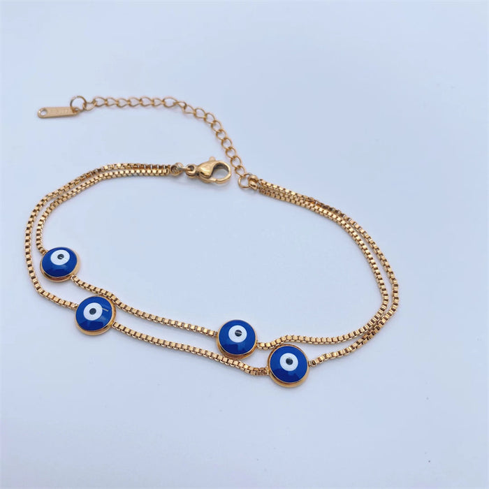 Wholesale Bracelet Titanium Steel Blue Eyes Simple Double Layer JDC-BT-DingP010