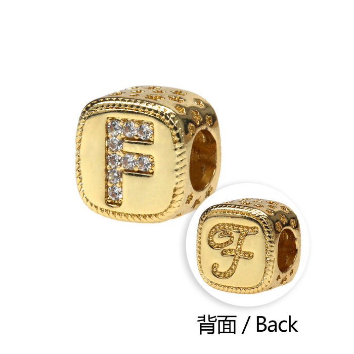 Wholesale 26 Letters Perforated Copper Plated Square Beaded Snake Bone Bracelet JDC-BT-TianY004