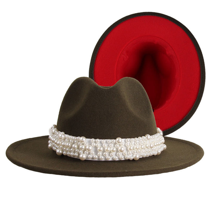 Wholesale Hat Woolen Double-sided Thickening British Retro Pearl Hat JDC-FH-XRong009