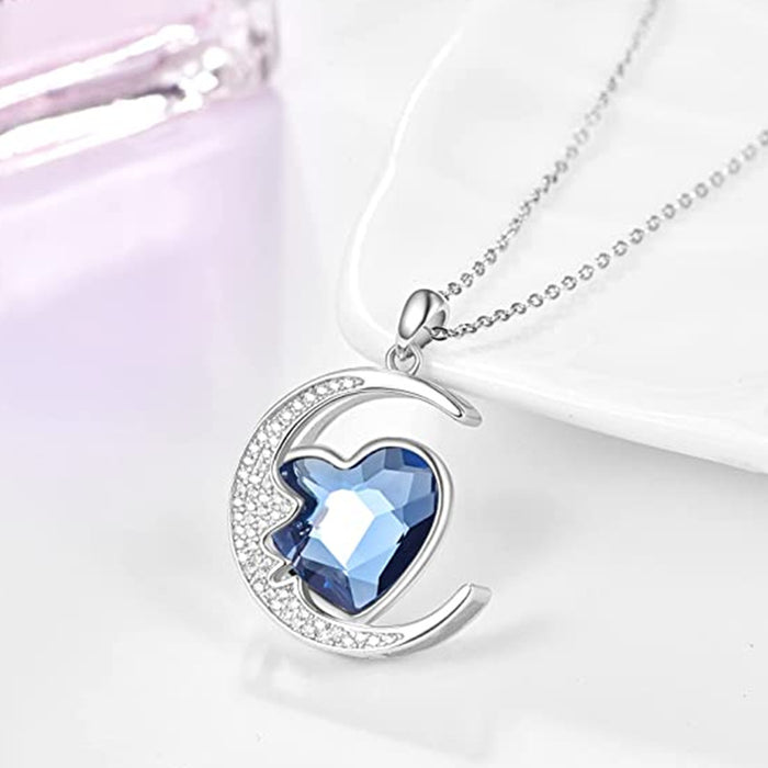 Jewelry WholesaleWholesale jewelry creative personality exquisite blue heart moon necklace MOQ≥2 JDC-NE-zhuyue006 Necklaces 逐越 %variant_option1% %variant_option2% %variant_option3%  Factory Price JoyasDeChina Joyas De China