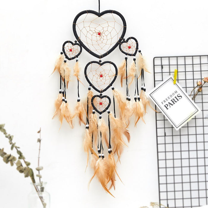 Wholesale Peach Heart Five Rings Dreamcatcher MOQ≥2 JDC-DC-JYun003