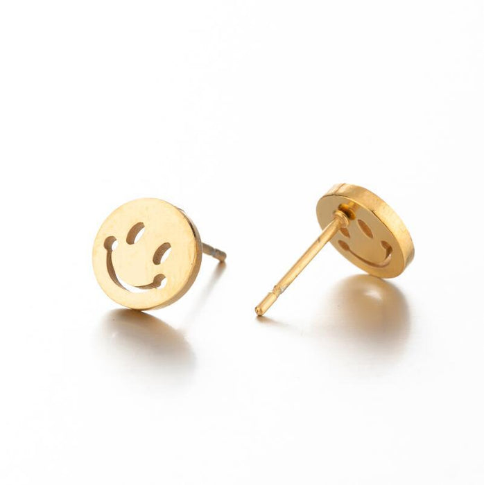 Wholesale Earrings Titanium Steel Cute Cartoon Smiley Stud Earrings JDC-ES-JS012