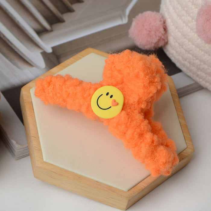 Wholesale Hair Clips Plush Cute Smiley MOQ≥2 JDC-HC-YEYE002