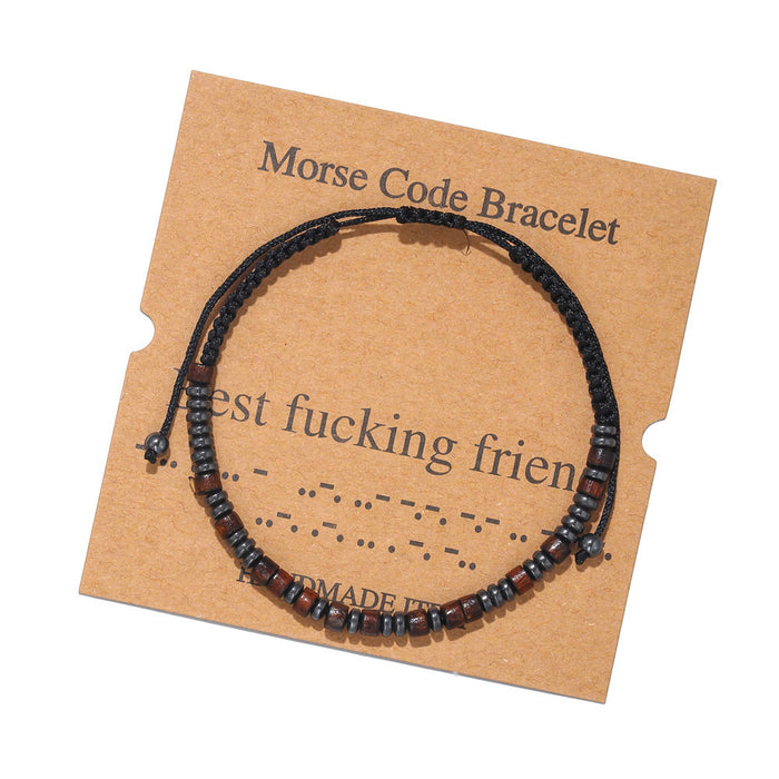 Wholesale Morse Code Crystal Couple Bracelet JDC-BT-ZhuJ003