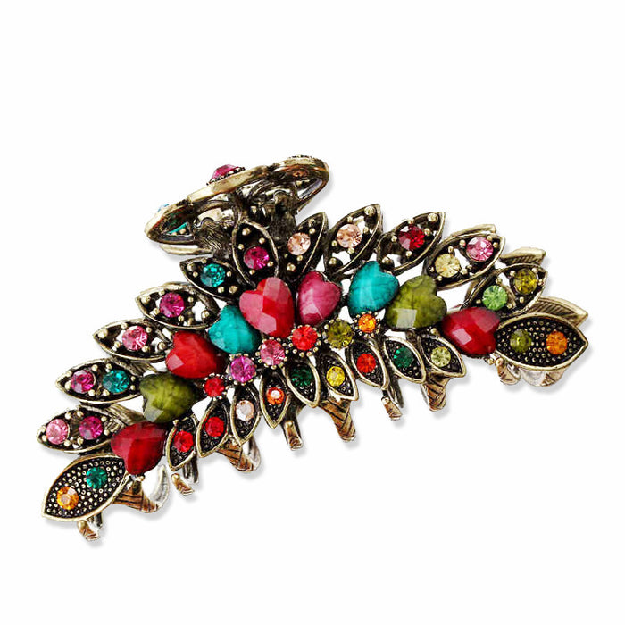 Wholesale Hair Clips Alloy Vintage Grab Clip Imitation Turquoise Heart JDC-HC-MengT001