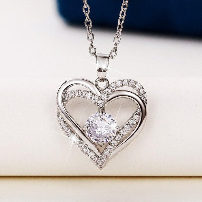 Wholesale Necklace Copper Zircon Heart Shape MOQ≥2 JDC-PREMCAOS-NE-004