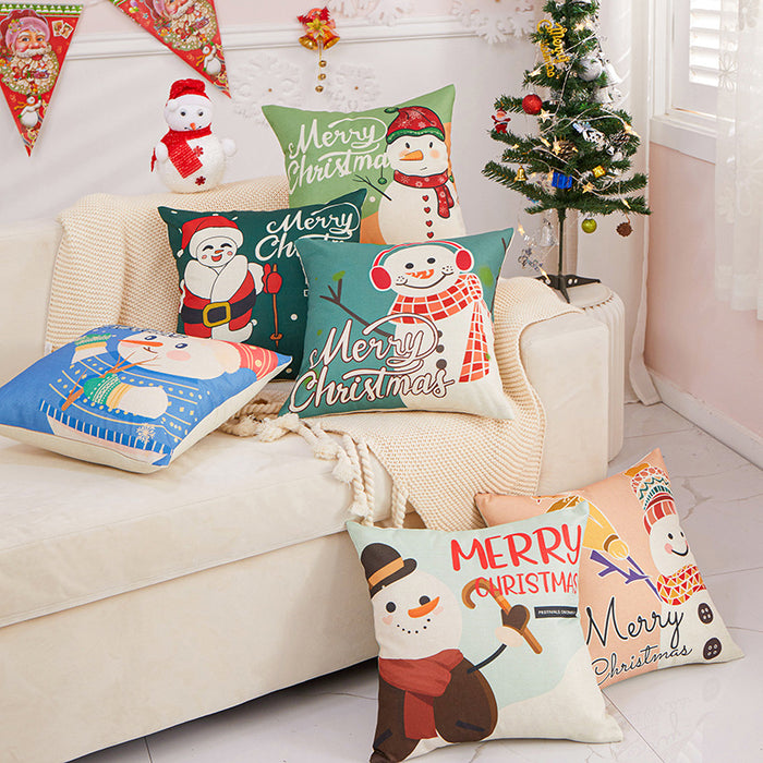 Wholesale Pillowcase Christmas Polyester Snowman Cartoon Print JDC-PW-RRL003